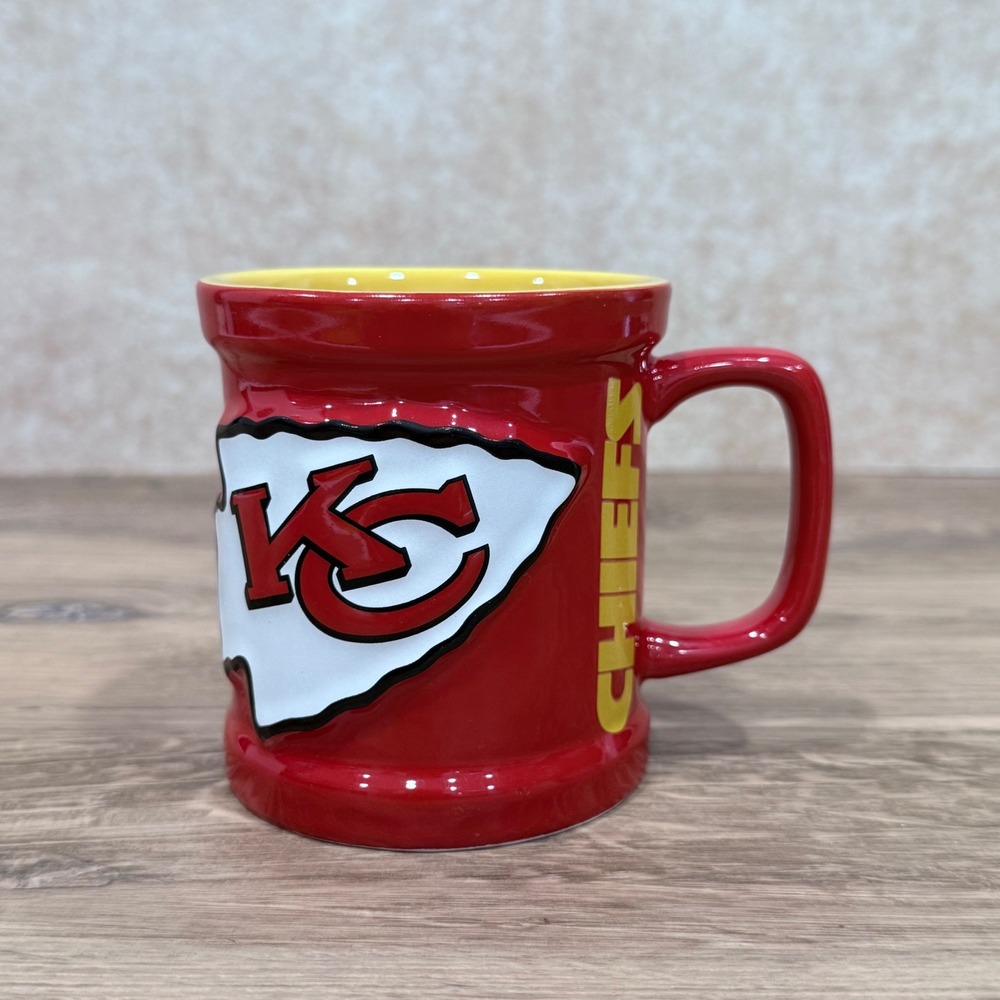 Kansas City Chiefs NFL Ceramic Coffee Mug Red Yellow 3D Arrowhead Logo 12oz